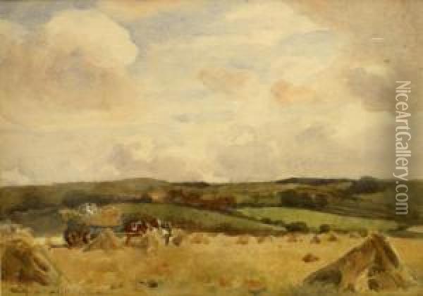 'elerby' - Harvest Field Oil Painting - Frederick William Jackson