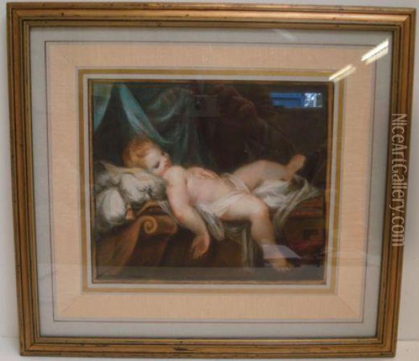 Child Reclining Oil Painting - Matthew William Peters
