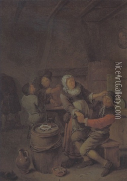 Frohliche Zecher Im Wirtshaus Oil Painting - Egbert van Heemskerck the Younger