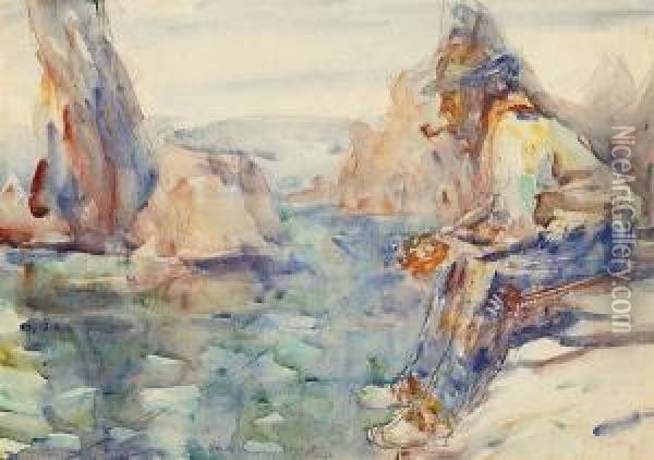 Old Fisherman, Belle Ille Oil Painting - John Peter Russell