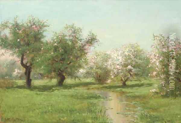 The Orchard in Spring Oil Painting - Arthur Parton