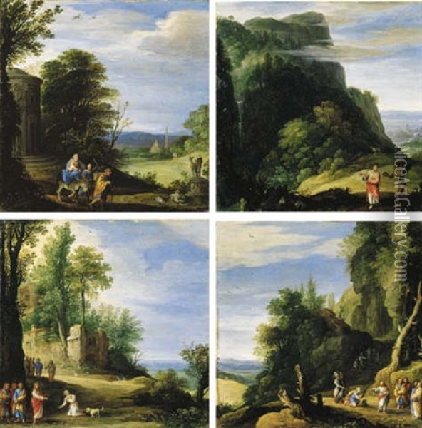 A Classical Landscape With The Flight Into Egypt Oil Painting - Paul Bril