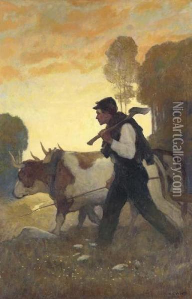 The Popular Magazine Cover Illustration ('the Angelus') Oil Painting - Newell Convers Wyeth