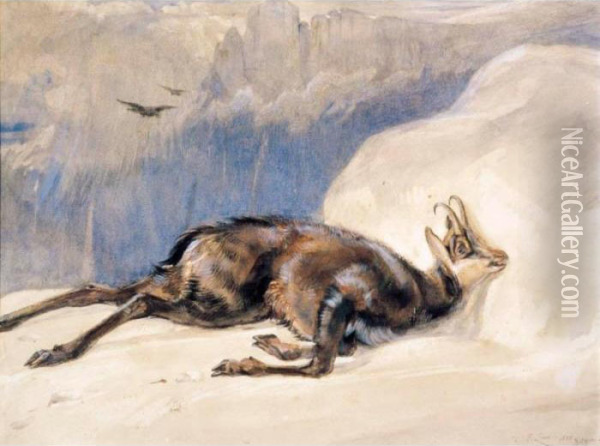 The Chamois, Sketched In The Tyrol Oil Painting - John Frederick Lewis