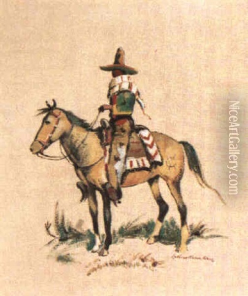 Vaquero On Horseback Oil Painting - Laverne Nelson Black