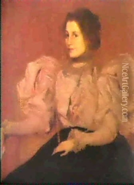 Portrait De Madame Besnard Oil Painting - Edmond Francois Aman-Jean