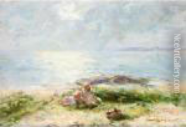 Children On The Dunes Oil Painting - Robert Gemmell Hutchison