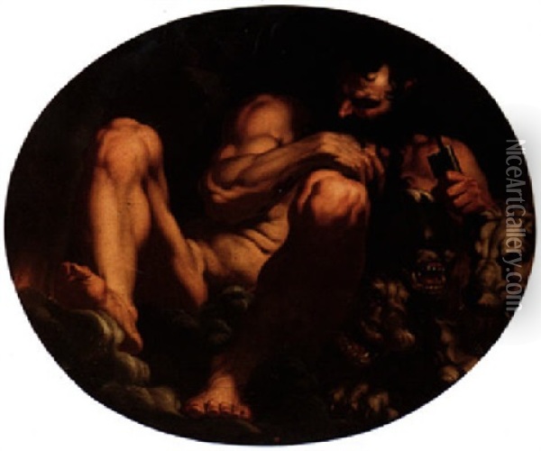 Pluto And Cerberus Oil Painting - Agostino Carracci
