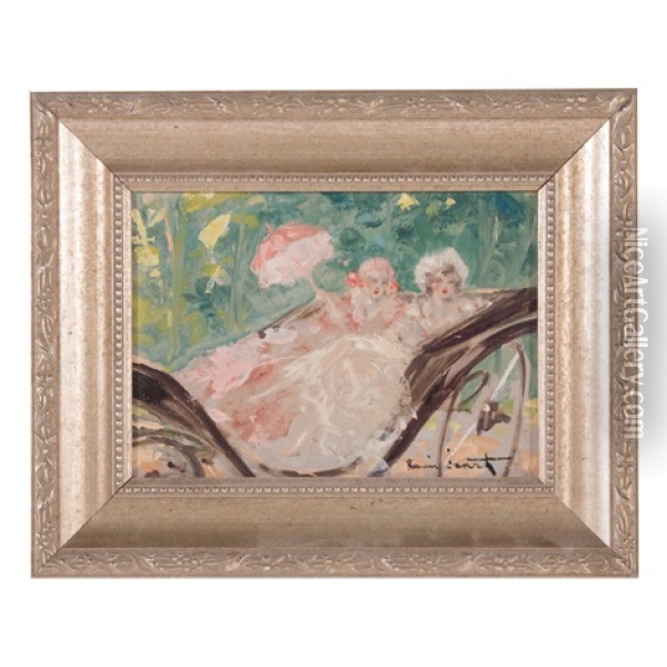 Ladies In A Carriage Oil Painting - Louis Icart