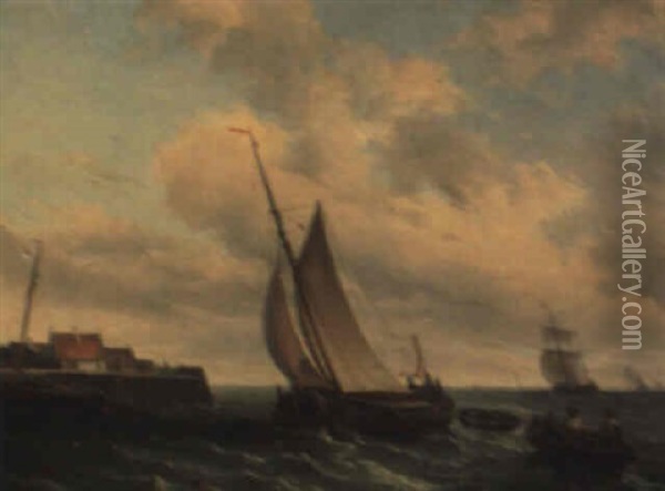 Segelschiff Bei Aufkommenden Sturm Oil Painting - Josef Karl Berthold Puettner