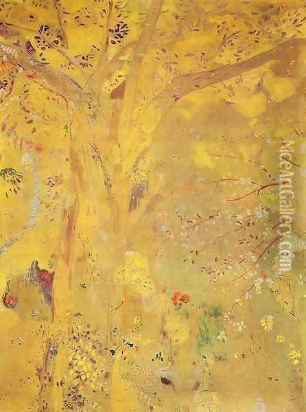 Yellow Tree Oil Painting - Odilon Redon
