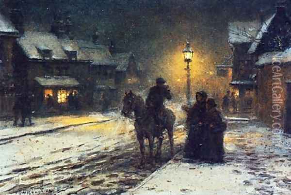Winter Evening Oil Painting - George Henry Boughton