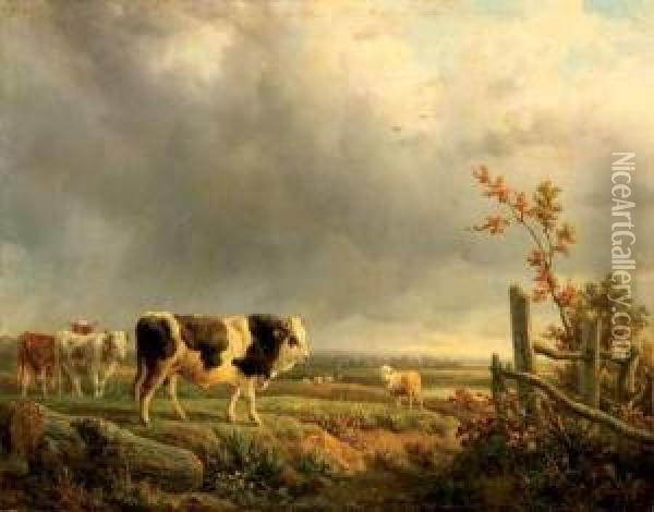 Vaches Au Paturage. Oil Painting - Jacques Raymond Bracassat