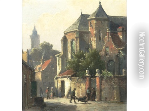 Street Scene Oil Painting - Hermanus Koekkoek the Younger