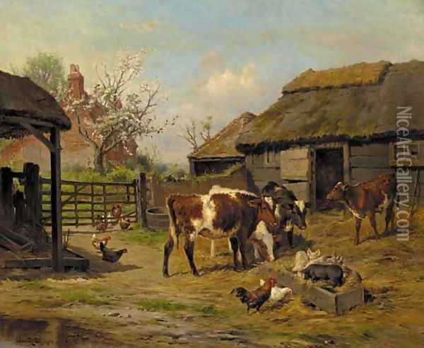 In the farmyard Oil Painting - Claude Cardon