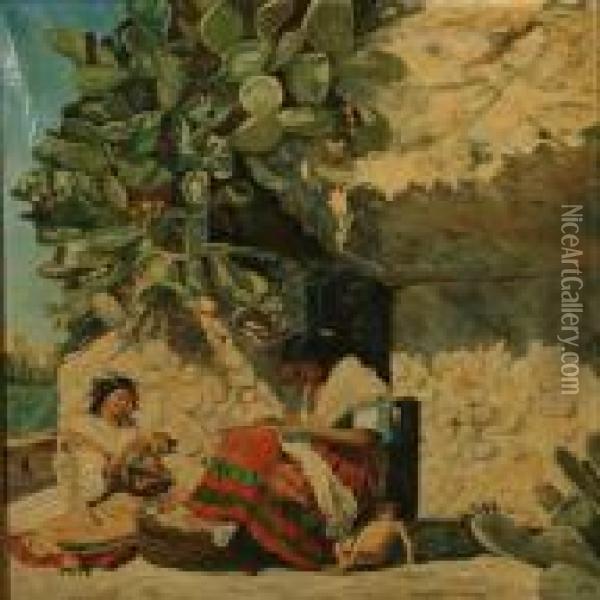 Sondag Morgen Uden For En Gitanobolig I Granada Oil Painting - Peder Severin Kroyer