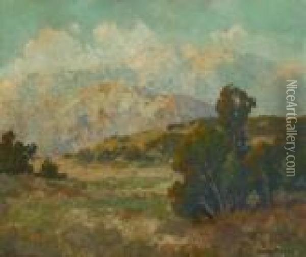 Landscape With Distant Mountains, Believed To Be Escondido Hills Oil Painting - Maurice Braun