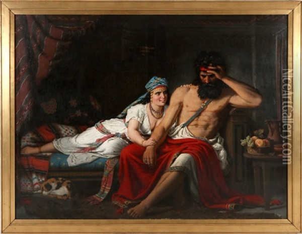 Samson And Delila Oil Painting - Carl Ludwig Jessen
