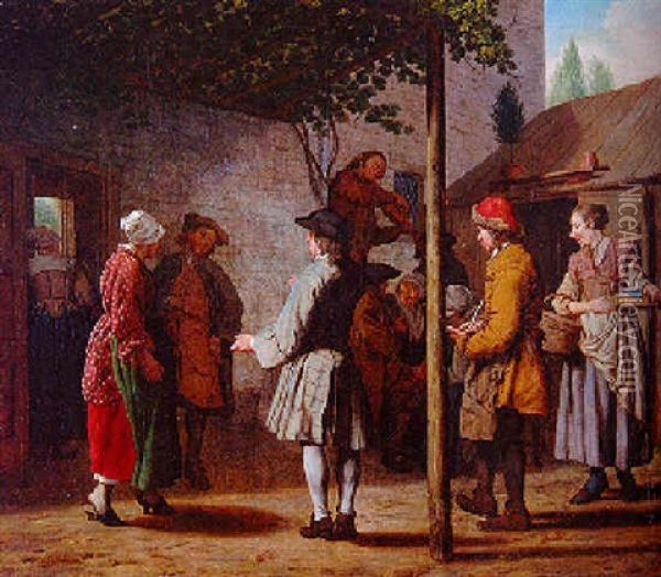 Musiciens Devant L'auberge Oil Painting - Jan Josef Horemans the Younger
