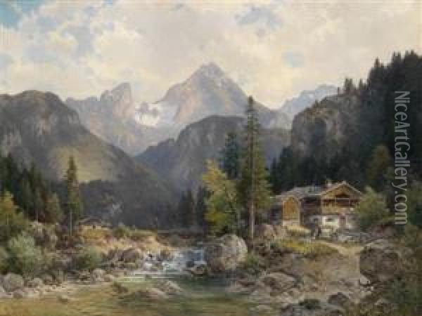 Near Berchtesgaden Oil Painting - Ludwig Skell