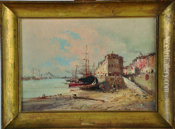 vue D'un Port Oil Painting - Alfred Godchaux