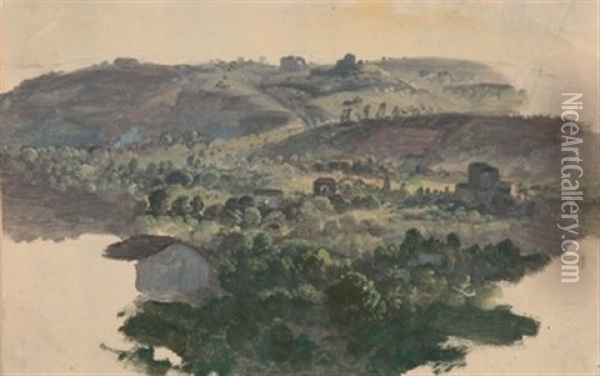 Italienische Landschaft Oil Painting - Heinrich Buerkel