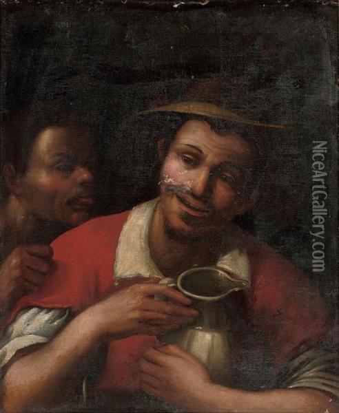 Two Boys With A Pitcher Oil Painting - Annibale Carracci