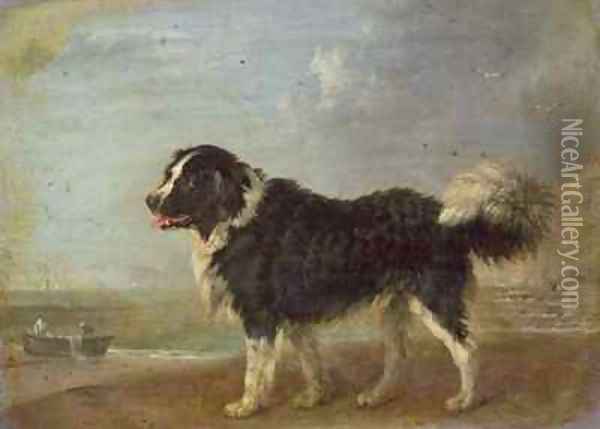 A Newfoundland dog on a seashore Oil Painting - Edmund Bristow