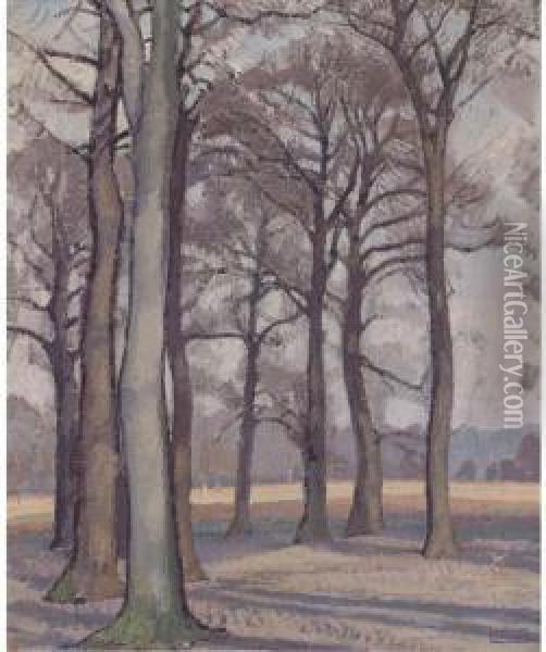 Richmond Park, Winter Oil Painting - Spencer Frederick Gore