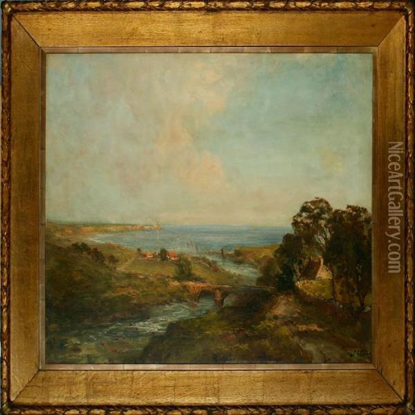 English Summer Coastal Scenery Oil Painting - John Falconar Slater