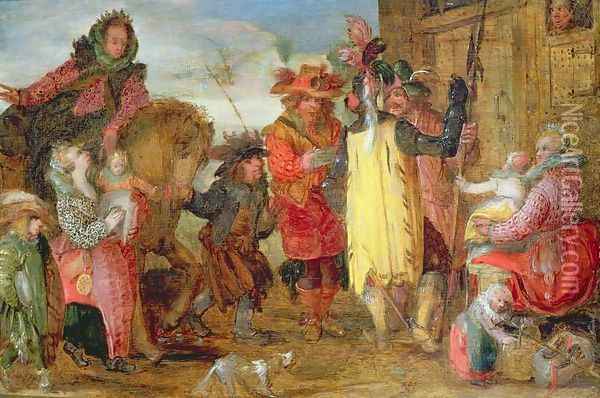 Jeanne de Flandres 1472-1545-9 going to deliver prisoners Oil Painting - David Vinckboons