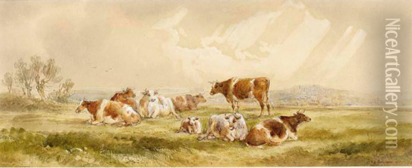 Resting Cows Oil Painting - Johann Dallinger Von Dalling