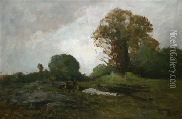 Deer Watering Oil Painting - Nathaniel Hone the Younger