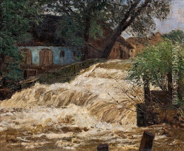 Waterfall Oil Painting - Alfred Zoff