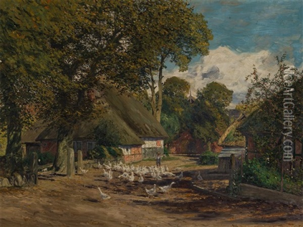 Village Road In Autumn Oil Painting - Fritz Stoltenberg
