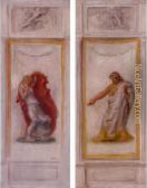 Deux Panneaux Pour L'oedipe: Jocasta Et Oedipus Rex Oil Painting - Pierre Auguste Renoir