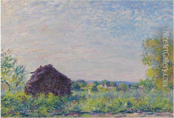 Paysage Au Tas De Bois Oil Painting - Alfred Sisley