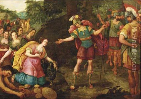 The Continence Of Scipio Oil Painting - Maarten de Vos