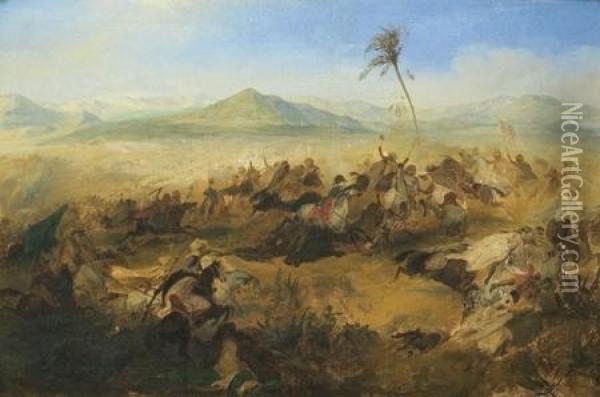 Scene De Bataille En Afrique Du Nord Oil Painting - Horace Vernet