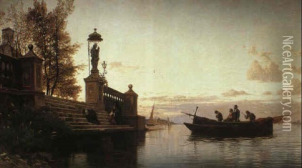 Evening Prayers, Venice Oil Painting - Hermann David Salomon Corrodi