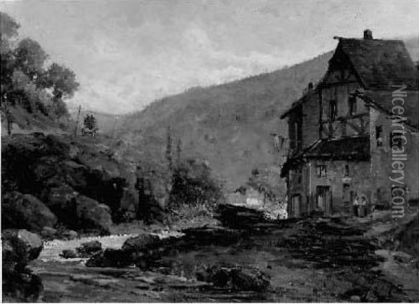 Village Au Bord D'un Ruisseau Oil Painting - Gustave Mascart