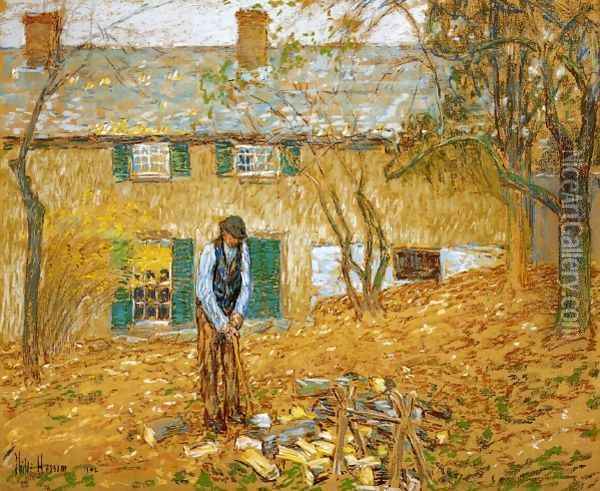 Woodchopper Oil Painting - Frederick Childe Hassam