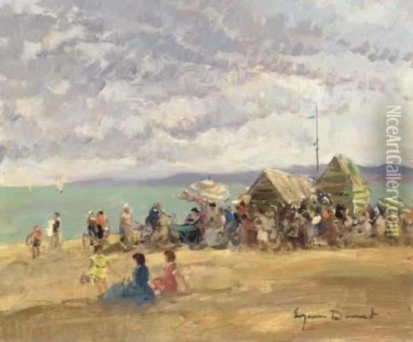 A La Playa Oil Painting - Eugenio Alvarez Dumont