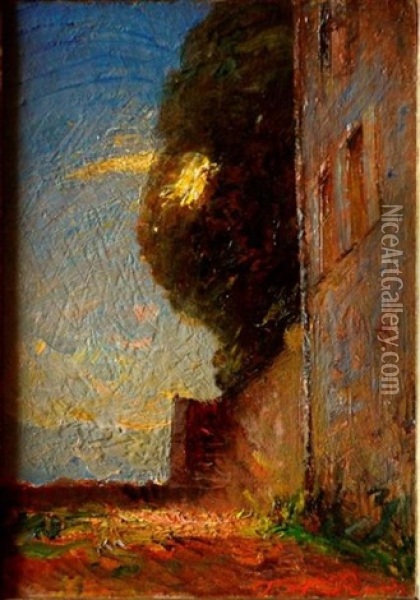 La Maison Du Peintre A Morestel Oil Painting - Auguste Francois Ravier