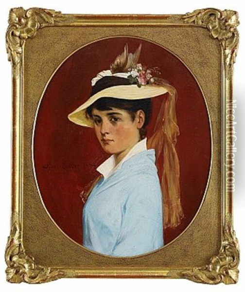 Kvinna Med Hatt Oil Painting - Axel Ender