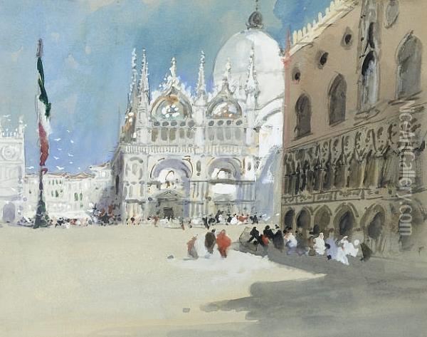 St. Mark's Square, Venice Oil Painting - Hercules Brabazon Brabazon