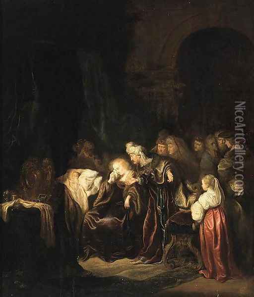 David and Batsheba Mourning over Their Dead Son 1640-45 Oil Painting - Salomon Koninck