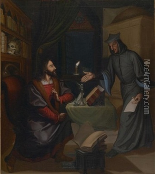 Faust Und Mephisto Oil Painting - Friedrich Moritz August Retzsch