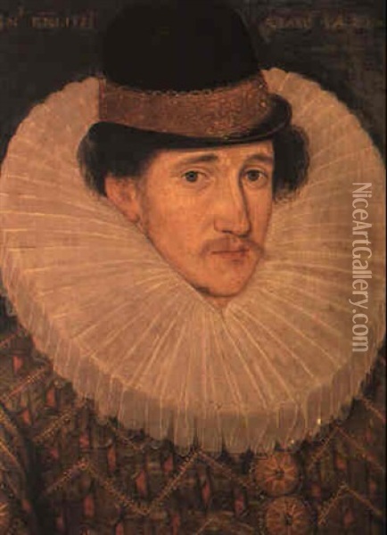 Portrait Of A Gentleman (sir Henry Bromley Of Hold Castle, Worcestershire?) Oil Painting - Hieronymus Custodis