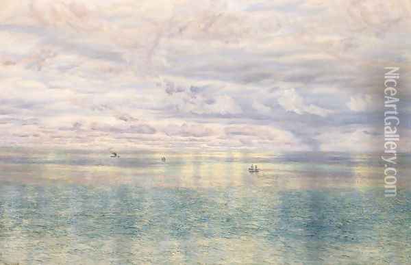 The Sicilian Sea, From the Taormina Cliffs Oil Painting - John Edward Brett